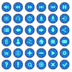 Luminous buttons. Design of the user interface. Isolated on white background. Vector illustration.