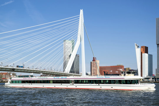ROTTERDAM, NETHERLANDS - April 19, 2018: party boat MARLINA on the river Nieuwe Maas