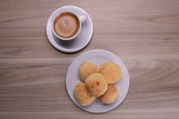 cheese bread basket with coffee
