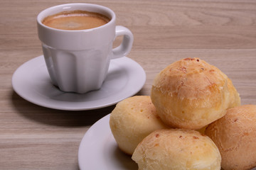 cheese bread basket with coffee