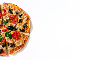 Italian pizza on white background