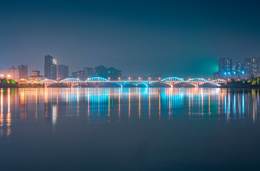 Lujiang Bridge and City View, Leshan City, Sichuan Province, China