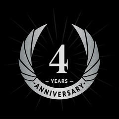 4 years anniversary celebration logotype. Elegant anniversary design. Four years logo.