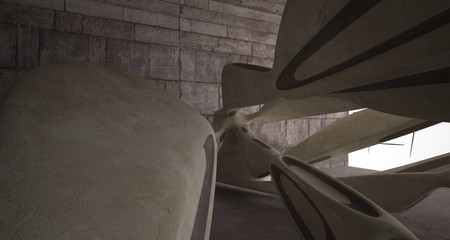 Obraz premium Empty dark abstract brown concrete room smooth interior. Architectural background. 3D illustration and rendering