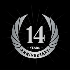 14 years anniversary celebration logotype. Elegant anniversary design. Fourteen years logo.