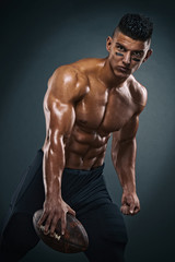 Fototapeta premium Strong, Shirtless American Football Player
