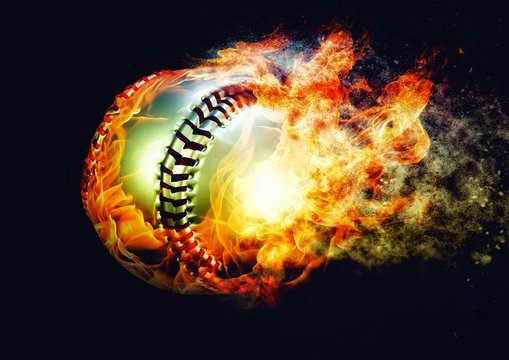 炎に包まれた野球ボール
