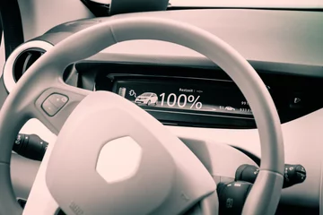 Fotobehang Cockpit eines Elektroautos © pureshot