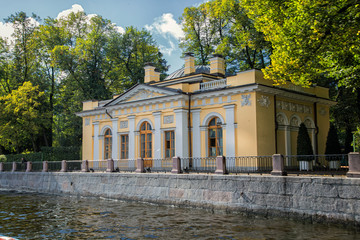 historic buildings along the embankment of the rivers in St. Petersburg