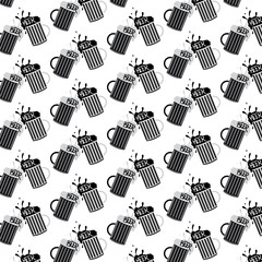 pattern with beer glasses vector illustration.