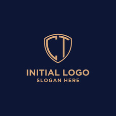 initial CT logo design template. business and gold. vector