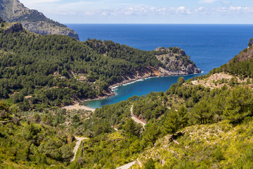 Fototapeta na wymiar Scenic view at nice bay on the coastline of Serra de Tramuntana on island Mallorca, Spain