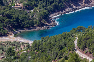 Fototapeta premium Scenic view at nice bay on the coastline of Serra de Tramuntana on island Mallorca, Spain