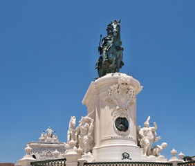Horse statue oj Jose I on the Praca do Comercia in Lisbon - Portugal