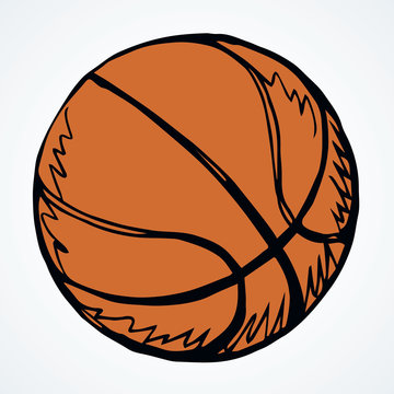 Basketball ball. Vector drawing sketch