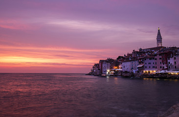 Naklejka premium Red sunset in Rovinj, Croatia