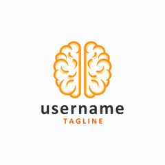 Fototapeta premium simple brain logo design inspiration . brain logo template . orange brain logo