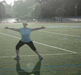 Fototapeta premium Middle Age woman stretching