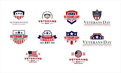 Set of design Vector template with text for veteran's day