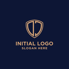 initial DC logo template. shield and gold logo. vector