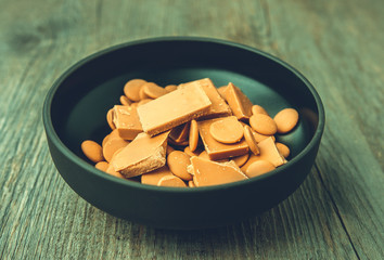 Gold Chocolate made from Caramelised Suagr and Milk