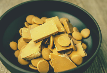 Gold Chocolate made from Caramelised Suagr and Milk