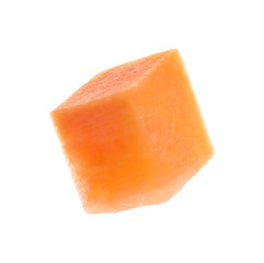 Fresh juicy carrot cube isolated on white
