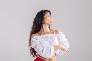 Latino dance, Improvisation, contemporary and vogue dance concept - young beautiful woman dancing...