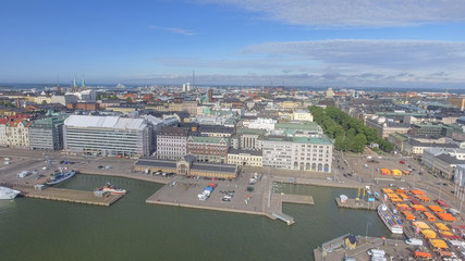 Obraz premium Aerial view of Helsinki port and cityscape in summer, Finland