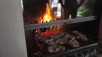 Chops cooked in a fireplace, Italy