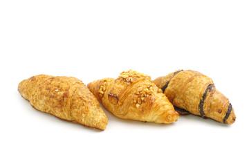 Mini Croissant original with Beans and Chocolate isolated on white background