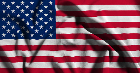 Obraz premium National flag of USA on a waving cotton texture background