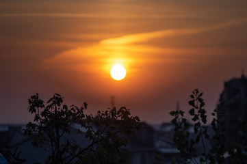 Sunrise over the city rooftops