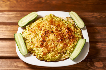 oven-fried vegetable pizza with cheese.