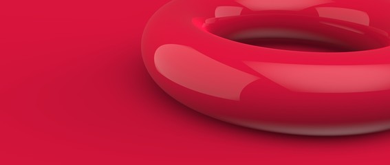 Dise&ntilde;o de aros abstractos. Render tridimensional de formas geom&eacute;tricas coloridas en 3d. Fondo con diferentes materiales y patrones. Ilustraci&oacute;n moderna con luces y sombras.