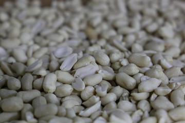 Peanuts. Close up of fried, peeled and salted peanuts.