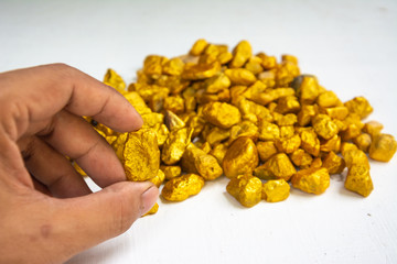 Rare gold stone material original for transform to valuable