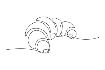 Croissant in continuous line art drawing style. Black line sketch on white background. Vector illustration
