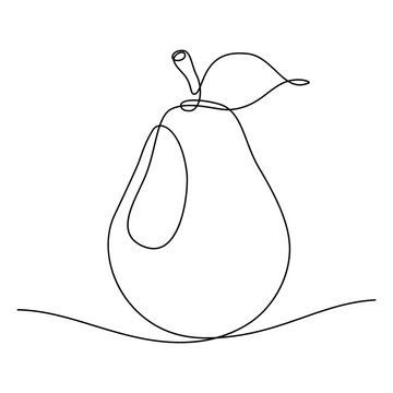 recommend clip art: Pear fruit in continuous line art drawing style. Minimalist black line sketch on white background. Vector illustration
