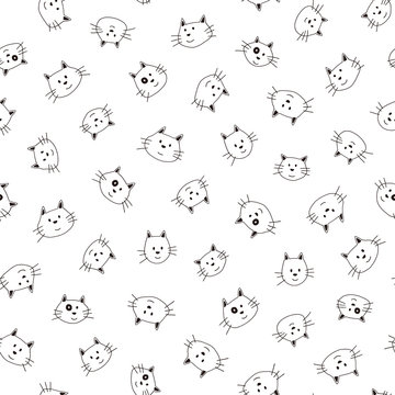 Seamless pattern of a cat pretty small