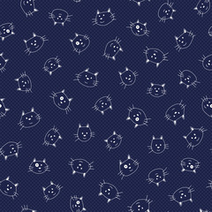 Seamless pattern of a cat pretty small