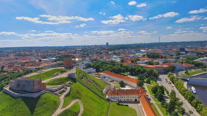 Fototapeta na wymiar Aerial view of Vilnius with Neris river and modern city skyline, Lithuania.