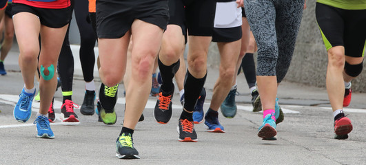 Fototapeta na wymiar many athletes participate in a marathon
