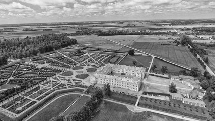Fototapeta premium Panoramic aerial view of Rundale Castle in Latvia