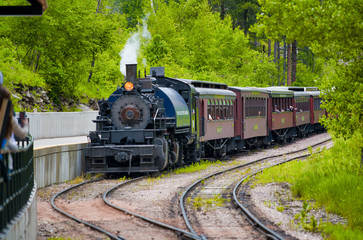 KEYSTONE, SD - JULY 4, 2019: 1880 Train in the Black Hills Central Railroad. This is a famous...