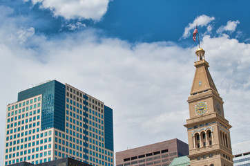Fototapeta na wymiar Modern buildings of Denver, Colorado. Beautiful city skyline in summer