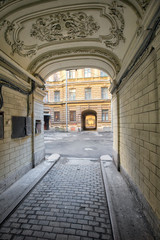 courtyard  in the historical part of Saint Petersburg city.