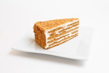 honey cake on a white background