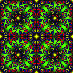 Seamless endless vector repeating multicolored bright ornament of different colors