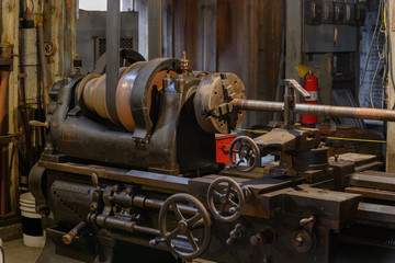 old belt driven metal lathe